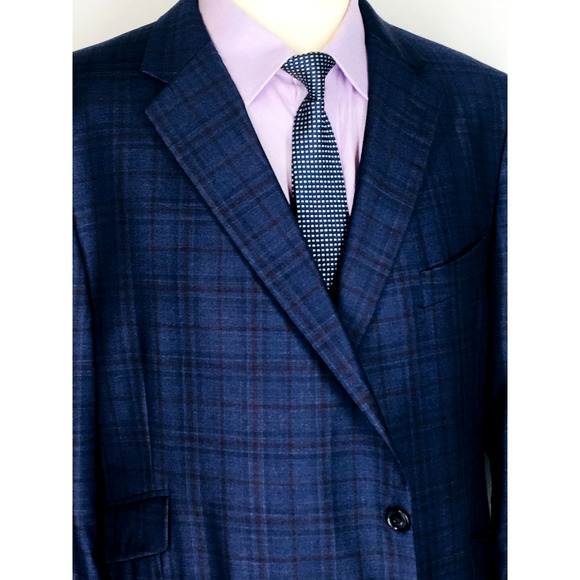 50S* Jos A Bank Reserve Reda Italy 2 Bttn Wool Blazer Sport Coat Navy Glen Check - Picture 4 of 12